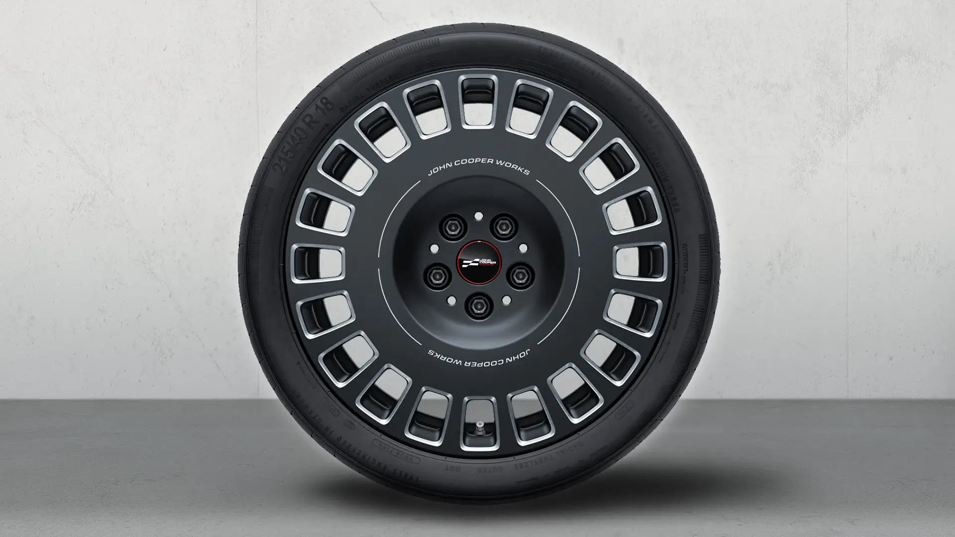 18" John Cooper Works ‑kevytmetallivanteet Rallye Spoke 964 ‑kesärenkaat, Bicolour Midnight Grey, timanttisorvattu. 