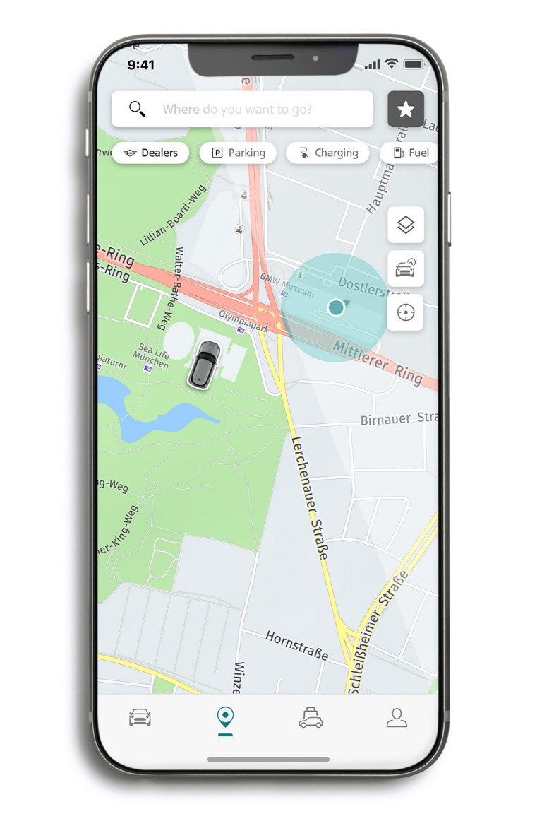 mini connected – mini-sovellus – karttavälilehti